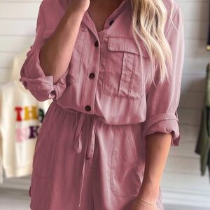 Pink Button-Up Romper